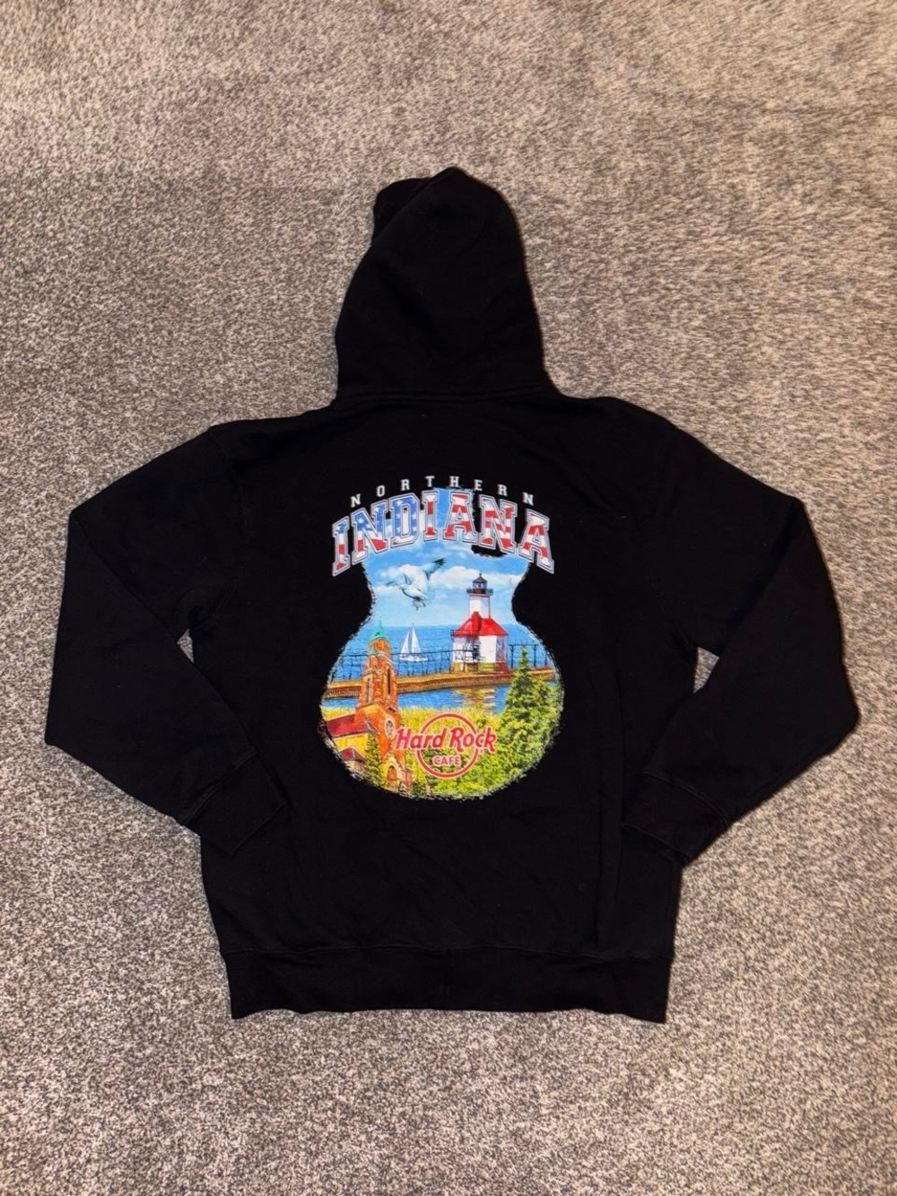Hard Rock Cafe Northern Indiana black zip up hoodie
